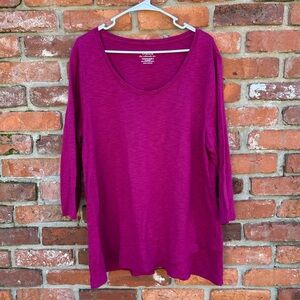 Chico’s The Ultimate Tee Women’s Scoop Neck 3/4 Sleeve Top 3/XL Purple/Pink